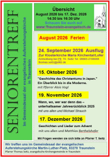 Termine Seniorenkreis zweites Halbjahr 2026